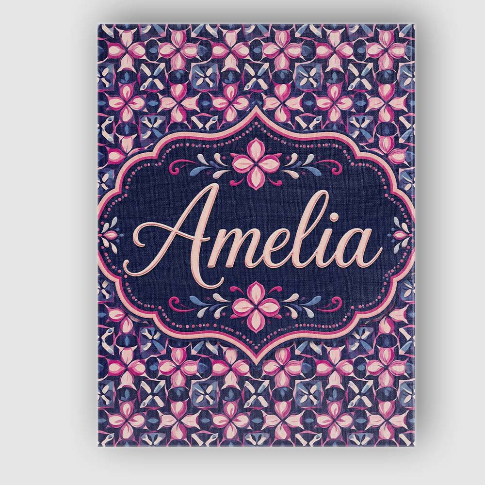 Personalised Name Geometric Pink Purple Custom  Modern Room Accent Elegant Feature Canvas Wall Art Print Decor Picture Ready to Hang