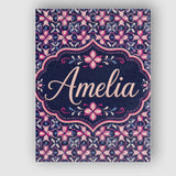 Personalised Name Geometric Pink Purple Custom  Modern Room Accent Elegant Feature Canvas Wall Art Print Decor Picture Ready to Hang
