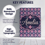 Personalised Name Geometric Pink Purple Custom  Modern Room Accent Elegant Feature Canvas Wall Art Print Decor Picture Ready to Hang
