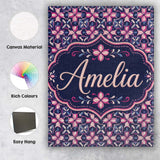 Personalised Name Geometric Pink Purple Custom  Modern Room Accent Elegant Feature Canvas Wall Art Print Decor Picture Ready to Hang