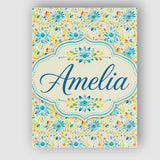 Personalised Name Bright Blue Yellow Custom Premium Decorative Design Modern Room Accent Canvas Wall Art Print Decor Picture Ready to Hang