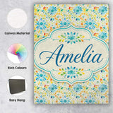 Personalised Name Bright Blue Yellow Custom Premium Decorative Design Modern Room Accent Canvas Wall Art Print Decor Picture Ready to Hang