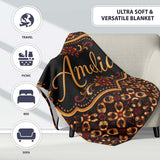 Dark Brown Gold Vintage Ornamental Floral Seamless Pattern Name Cute  Personalised Custom Name Super Soft Fleece Blanket Bed Sofa Throw