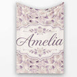 Soft Vintage Floral Lace Pattern in Beige and Lavender Tones  Personalised Custom Name Super Soft Fleece Blanket Bed Sofa Throw