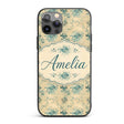 Abstract Botanical Ink Splash Pattern in Teal on Custom Name Protective Phone Case Mobile Cover Durable Everyday Smartphone Shock Resistant