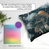 Custom Name Mushrooms Night Sky Magical Forest Seamless Pattern Square Filled Cushion Throw Pillow Sofa Bed Home Decor Zip Washable UK Made