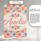 Soft Watercolour Floral Burst Pattern in Pastel Pink Yellow and  Personalised Custom Name Super Soft Fleece Blanket Bed Sofa Throw