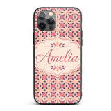 Elegant Geometric Floral Star Pattern in Blush Custom Name Protective Phone Case Mobile Cover Durable Everyday Smartphone Shock Resistant