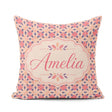 Custom Name Elegant Geometric Floral Star in Blush Pink and Navy Square Filled Cushion Throw Pillow Sofa Bed Home Decor Zip Washable UK Made