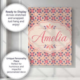 Personalised Name Elegant Geometric Floral Custom  Bespoke Contemporary Statement Canvas Wall Art Print Decor Picture Ready to Hang