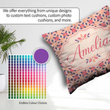 Custom Name Elegant Geometric Floral Star in Blush Pink and Navy Square Filled Cushion Throw Pillow Sofa Bed Home Decor Zip Washable UK Made