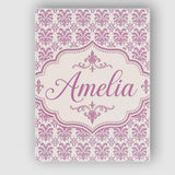 Personalised Name Decorative Damask Fleur Custom  Unique Gift Idea Elegant Feature Canvas Wall Art Print Decor Picture Ready to Hang