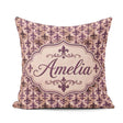 Custom Name Antique Style Fleur de Lis in Deep Purple Distressed Square Filled Cushion Throw Pillow Sofa Bed Home Decor Zip Washable UK Made