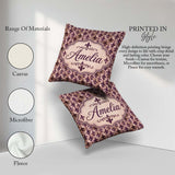 Custom Name Antique Style Fleur de Lis in Deep Purple Distressed Square Filled Cushion Throw Pillow Sofa Bed Home Decor Zip Washable UK Made