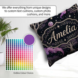 Custom Name Purple Mystical Trees Stars Night Seamless Pattern Square Filled Cushion Throw Pillow Sofa Bed Home Decor Zip Washable UK Made