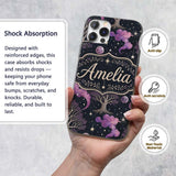 Purple Mystical Trees Moon Stars Night Seamless Custom Name Protective Phone Case Mobile Cover Durable Everyday Smartphone Shock Resistant