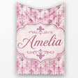 Vintage Washed Pink Fleur de Lis Pattern with Soft Grunge Texture  Personalised Custom Name Super Soft Fleece Blanket Bed Sofa Throw