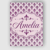 Personalised Name Elegant Plum Floral Custom Modern Room Accent Creative Decorator Style Canvas Wall Art Print Decor Picture Ready to Hang