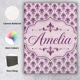 Personalised Name Elegant Plum Floral Custom Modern Room Accent Creative Decorator Style Canvas Wall Art Print Decor Picture Ready to Hang