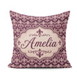 Custom Name Luxury Deep Purple Ornate Fleur Lis Baroque Seamless Square Filled Cushion Throw Pillow Sofa Bed Home Decor Zip Washable UK Made