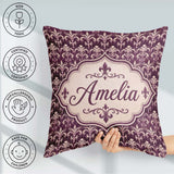 Custom Name Luxury Deep Purple Ornate Fleur Lis Baroque Seamless Square Filled Cushion Throw Pillow Sofa Bed Home Decor Zip Washable UK Made