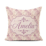 Custom Name Shabby Purple Damask Fleur De Lis Pattern Distressed Square Filled Cushion Throw Pillow Sofa Bed Home Decor Zip Washable UK Made