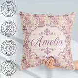 Custom Name Shabby Purple Damask Fleur De Lis Pattern Distressed Square Filled Cushion Throw Pillow Sofa Bed Home Decor Zip Washable UK Made