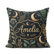 Custom Name Golden Moon Stars Night Sky Botanical Garden Pattern Square Filled Cushion Throw Pillow Sofa Bed Home Decor Zip Washable UK Made