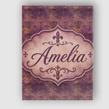 Personalised Name Dark Grunge Purple Fleur Custom  Unique Gift Idea Elegant Feature Canvas Wall Art Print Decor Picture Ready to Hang
