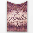 Dark Grunge Purple Fleur De Lis Vintage Texture Seamless Pattern  Personalised Custom Name Super Soft Fleece Blanket Bed Sofa Throw