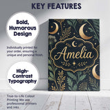 Personalised Name Golden Moon Stars Night Sky Botanical Garden Custom Modern Room Accent Canvas Wall Art Print Decor Picture Ready to Hang