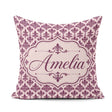 Custom Name Classic Plum Damask Floral Repeat Pattern Background Square Filled Cushion Throw Pillow Sofa Bed Home Decor Zip Washable UK Made