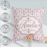 Custom Name Lavender Ornate Fleur De Lis Seamless Pattern Subtle Square Filled Cushion Throw Pillow Sofa Bed Home Decor Zip Washable UK Made