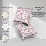 Custom Name Lavender Ornate Fleur De Lis Seamless Pattern Subtle Square Filled Cushion Throw Pillow Sofa Bed Home Decor Zip Washable UK Made