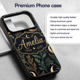 Golden Moon Stars Night Sky Botanical Garden Custom Name Protective Phone Case Mobile Cover Durable Everyday Smartphone Shock Resistant