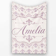 Delicate Mauve Ornamental Damask Pattern Seamless Classic Style  Personalised Custom Name Super Soft Fleece Blanket Bed Sofa Throw