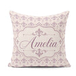 Custom Name Delicate Mauve Damask Pattern Seamless Classic Style Square Filled Cushion Throw Pillow Sofa Bed Home Decor Zip Washable UK Made