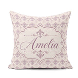 Custom Name Delicate Mauve Damask Pattern Seamless Classic Style Square Filled Cushion Throw Pillow Sofa Bed Home Decor Zip Washable UK Made