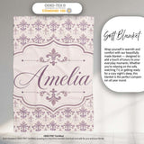 Delicate Mauve Ornamental Damask Pattern Seamless Classic Style  Personalised Custom Name Super Soft Fleece Blanket Bed Sofa Throw