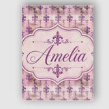 Personalised Name Traditional Plum Fleur De Custom  Bespoke Interior Contemporary Canvas Wall Art Print Decor Picture Ready to Hang