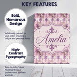 Personalised Name Traditional Plum Fleur De Custom  Bespoke Interior Contemporary Canvas Wall Art Print Decor Picture Ready to Hang