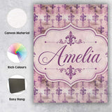 Personalised Name Traditional Plum Fleur De Custom  Bespoke Interior Contemporary Canvas Wall Art Print Decor Picture Ready to Hang