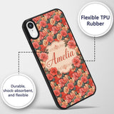 Vibrant Coral Hibiscus Floral Seamless Pattern Custom Name Protective Phone Case Mobile Cover Durable Everyday Smartphone Shock Resistant