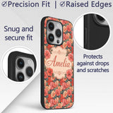 Vibrant Coral Hibiscus Floral Seamless Pattern Custom Name Protective Phone Case Mobile Cover Durable Everyday Smartphone Shock Resistant