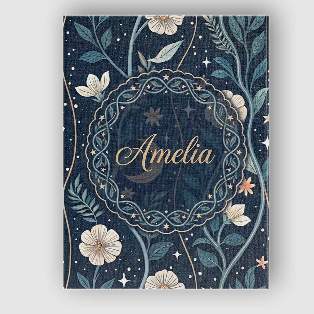 Personalised Name Floral Moon Stars Night Sky Botanical Garden Custom Modern Room Accent Canvas Wall Art Print Decor Picture Ready to Hang