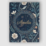 Personalised Name Floral Moon Stars Night Sky Botanical Garden Custom Modern Room Accent Canvas Wall Art Print Decor Picture Ready to Hang