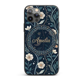 Floral Moon Stars Night Sky Botanical Garden Custom Name Protective Phone Case Mobile Cover Durable Everyday Smartphone Shock Resistant