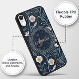 Floral Moon Stars Night Sky Botanical Garden Custom Name Protective Phone Case Mobile Cover Durable Everyday Smartphone Shock Resistant