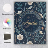 Personalised Name Floral Moon Stars Night Sky Botanical Garden Custom Modern Room Accent Canvas Wall Art Print Decor Picture Ready to Hang