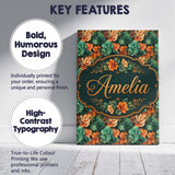 Personalised Name Autumn Leaves and Orange Custom  Unique Gift Idea Elegant Feature Canvas Wall Art Print Decor Picture Ready to Hang